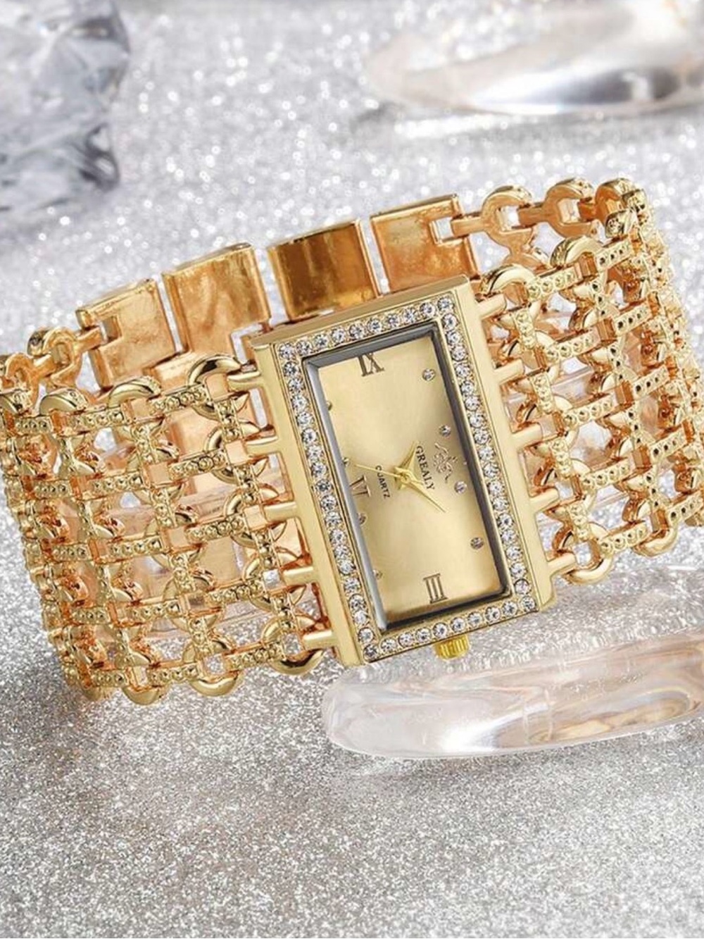 Gold Crystal-Trim Bracelet Watch for Women - Picture 5 of 9